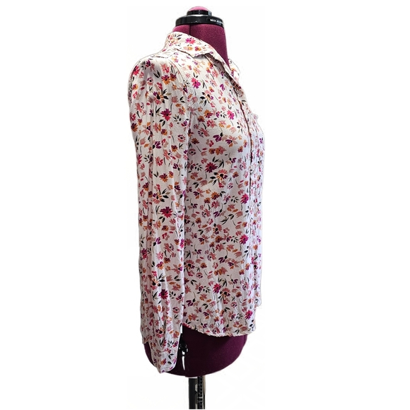 Beach Lunch Lounge Floral Button Down Shirt - Pink Orange Cream Brown Mulitcolor - Picture 5 of 13